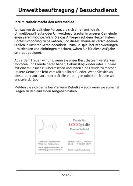 Umweltbeauftragung / Besuchsdienst