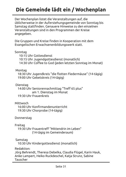 Die Gemeinde l&auml;dt ein
